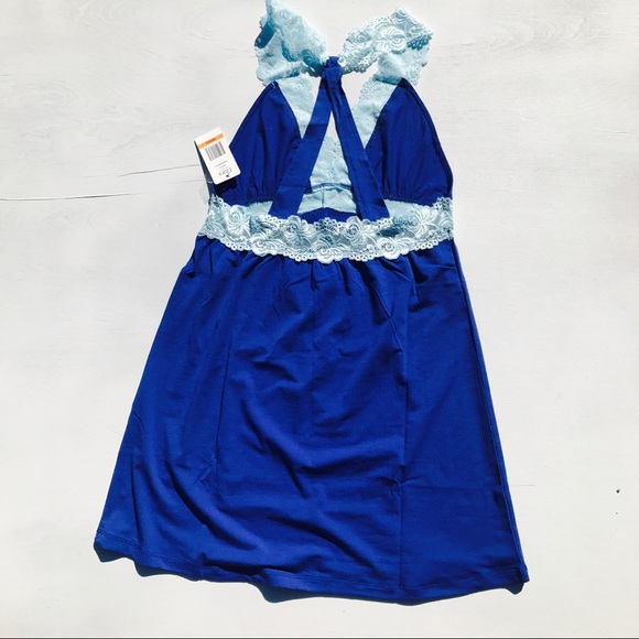 Flora Nikrooz Blue Lace Chemise Nightgown - Picture 3 of 6